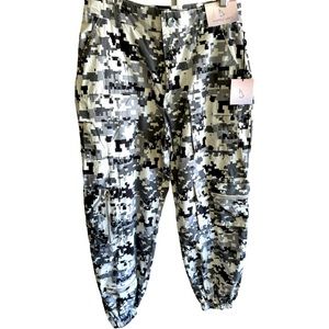 Happily Grey Women's Roblox Camo Cargo Pants Muti-Pockets Black Grey White